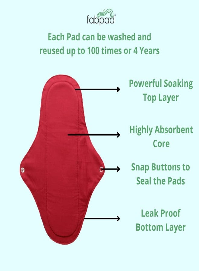 FabPad Reusable Washable Sanitary Cloth Pads Napkins (Pack of 2, Maxi, Asst Colors) - Image 5